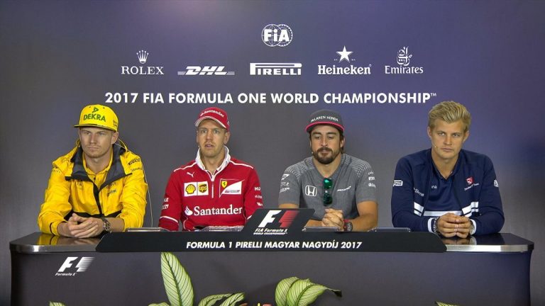 Ungārijas GP preses konference – Fetels, Alonso, Hulkenbergs, Ēriksons