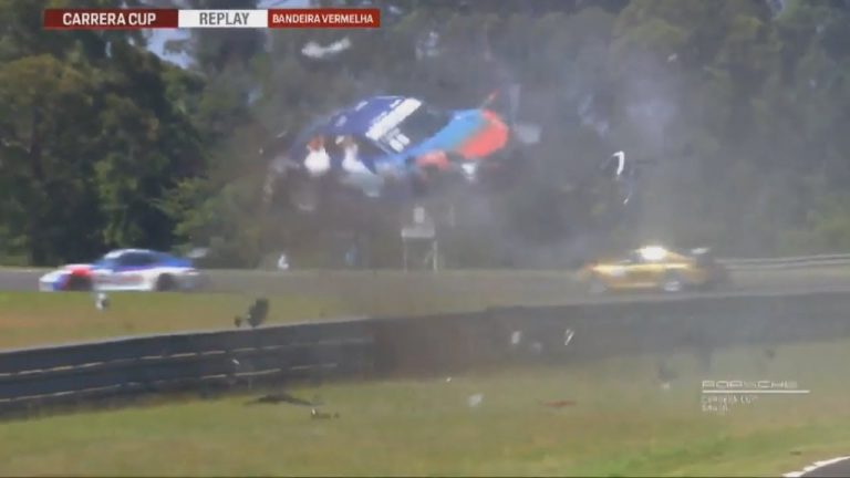 Neticamā veidā pilots negūst traumas Porsche Carrera Cup avārijā Brazīlijā