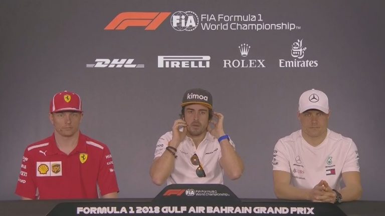Bahreinas GP preses konference ar Alonso, Botasu un Raikonenu