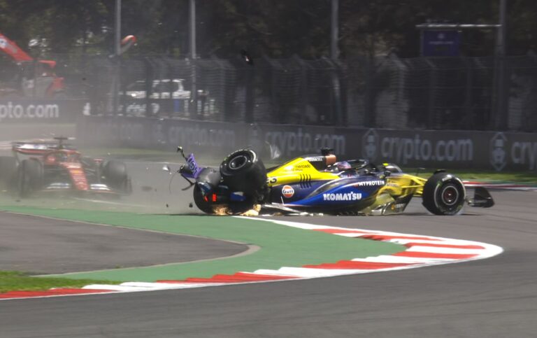 Albonam avārija pēc sadursmes ar Bērmanu pirmajā treniņā Meksikā