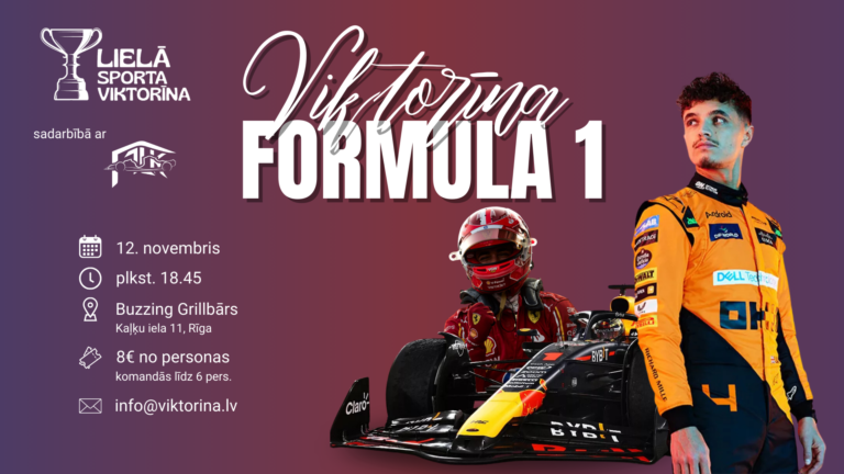 Piedalies Formula 1 klātienes viktorīnā 12. novembrī!