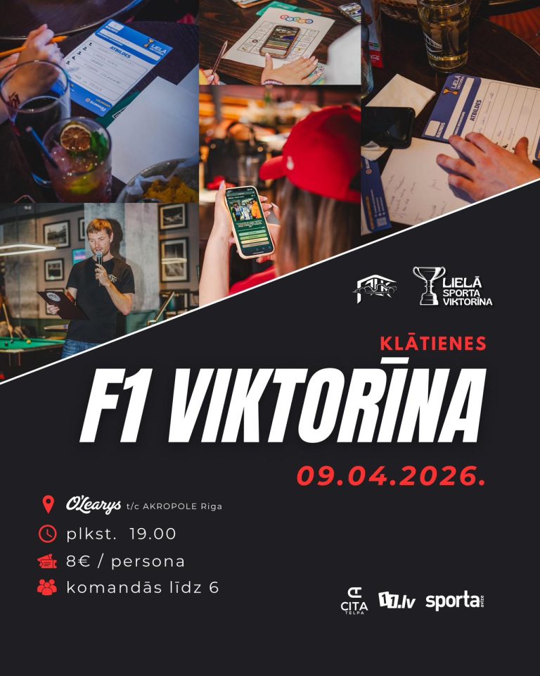 F1 pauzi starp sacīkstēm aizpildīs viktorīna (9. aprīlī pl. 19:00)