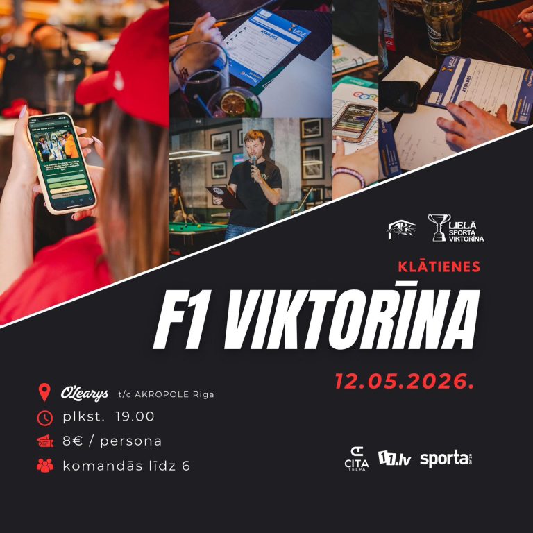 F1 klātienes viktorīna 12. maijā!